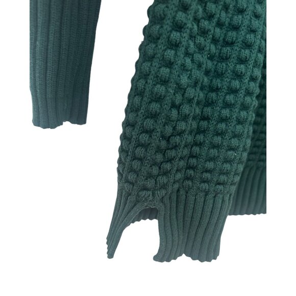 FRENCH CONNECTION Mock Turtleneck Sweater Emerald Green Size M Cotton Chunky - Picture 4 of 6